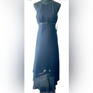 NWT Jones Wear dress size 6 navy blue long dress w/beaded embellishments